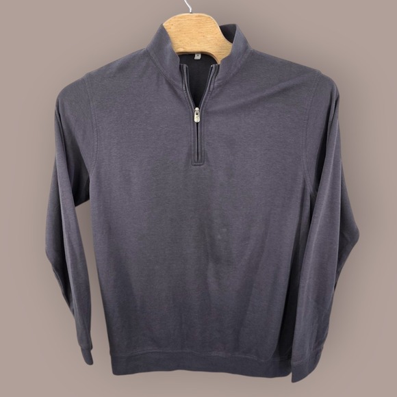 Peter Millar Mens Crown Comfort Interlock Quarter-Zip Golf Pullover Gray Size XL - Picture 1 of 10